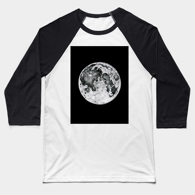 Full Moon Lunar Phase Baseball T-Shirt by NewburyBoutique